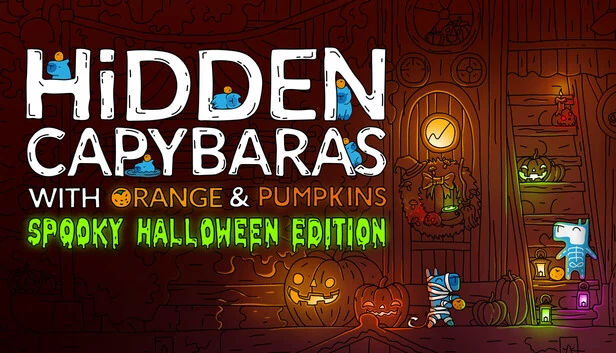 隐藏的水豚与橙子和南瓜:万圣节惊魂版(Hidden Capybaras with Orange and Pumpkins: Spooky Halloween Edition) 游戏封面